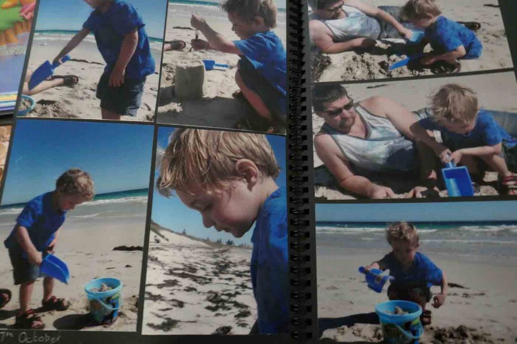 https://www.writteninwaikiki.com/why-you-should-try-scrapbooking/ scrapbook layout beach family Waikiki Rockingham