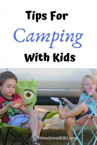 tips for camping with kids pinterest kids sitting on camp chairs while camping